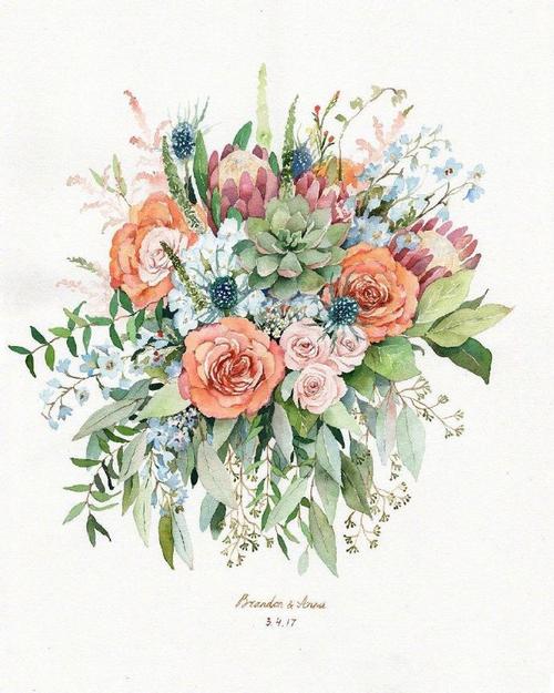 16张水彩画花卉作品集,超赞的水彩花卉图片大全